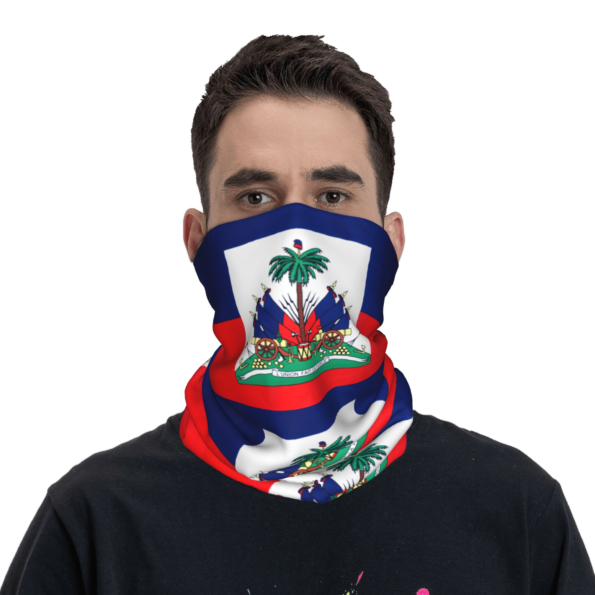 Outdoor Hunting Prints - Outdoor Sports Balaclava Haiti Flag Bicycle
