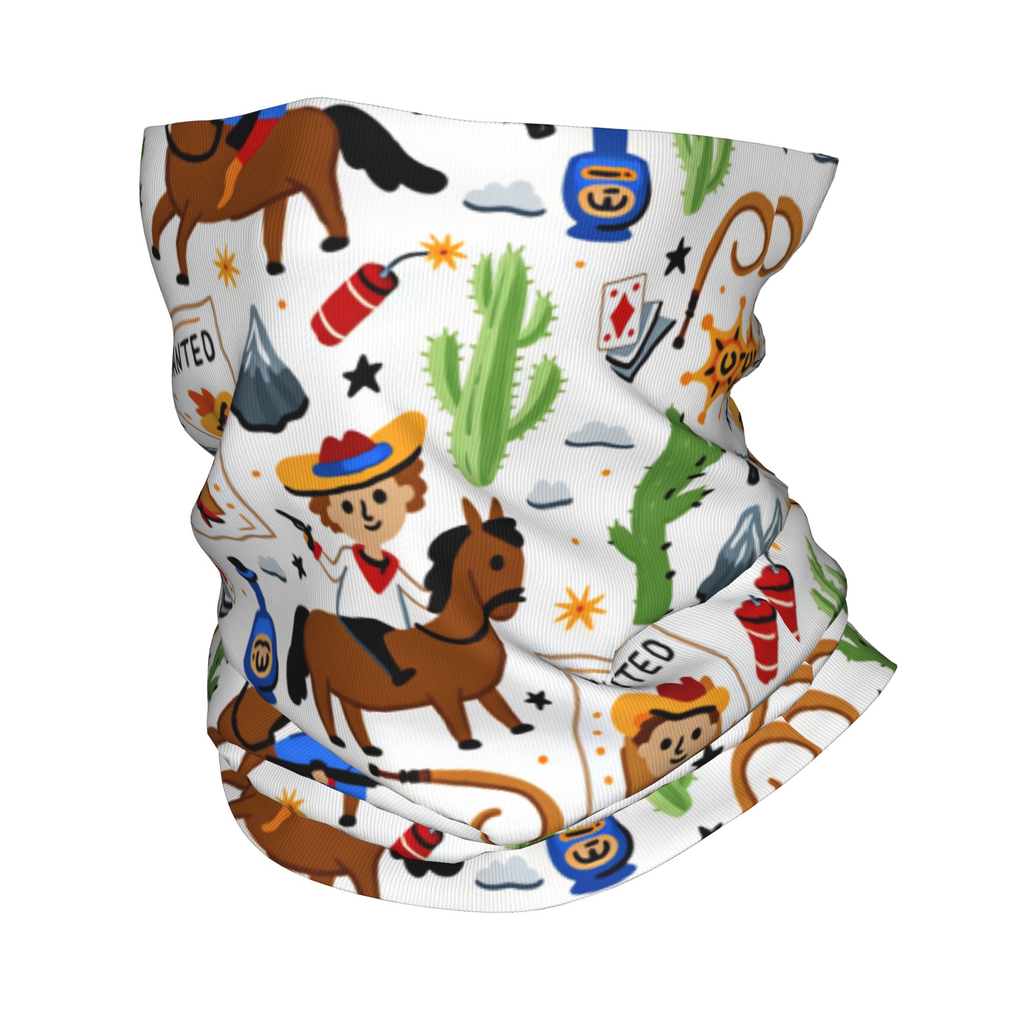 Outdoor Hunting Prints - Cartoon Kids Western Cowboy Balaclava Hunting