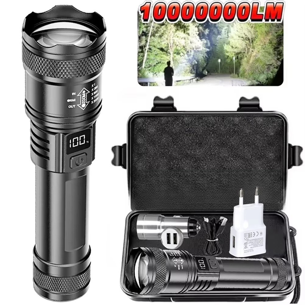 Tactical Flashlight Rechargeable - Rechargeable LED Flashlight Zoomable Torch with