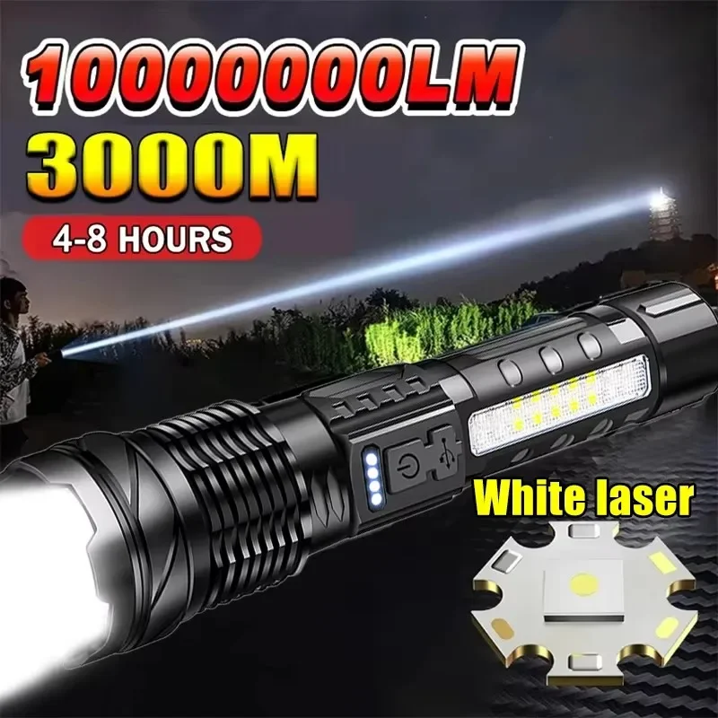 Tactical Flashlight Rechargeable - Powerful LED Flashlight Battery Display USB