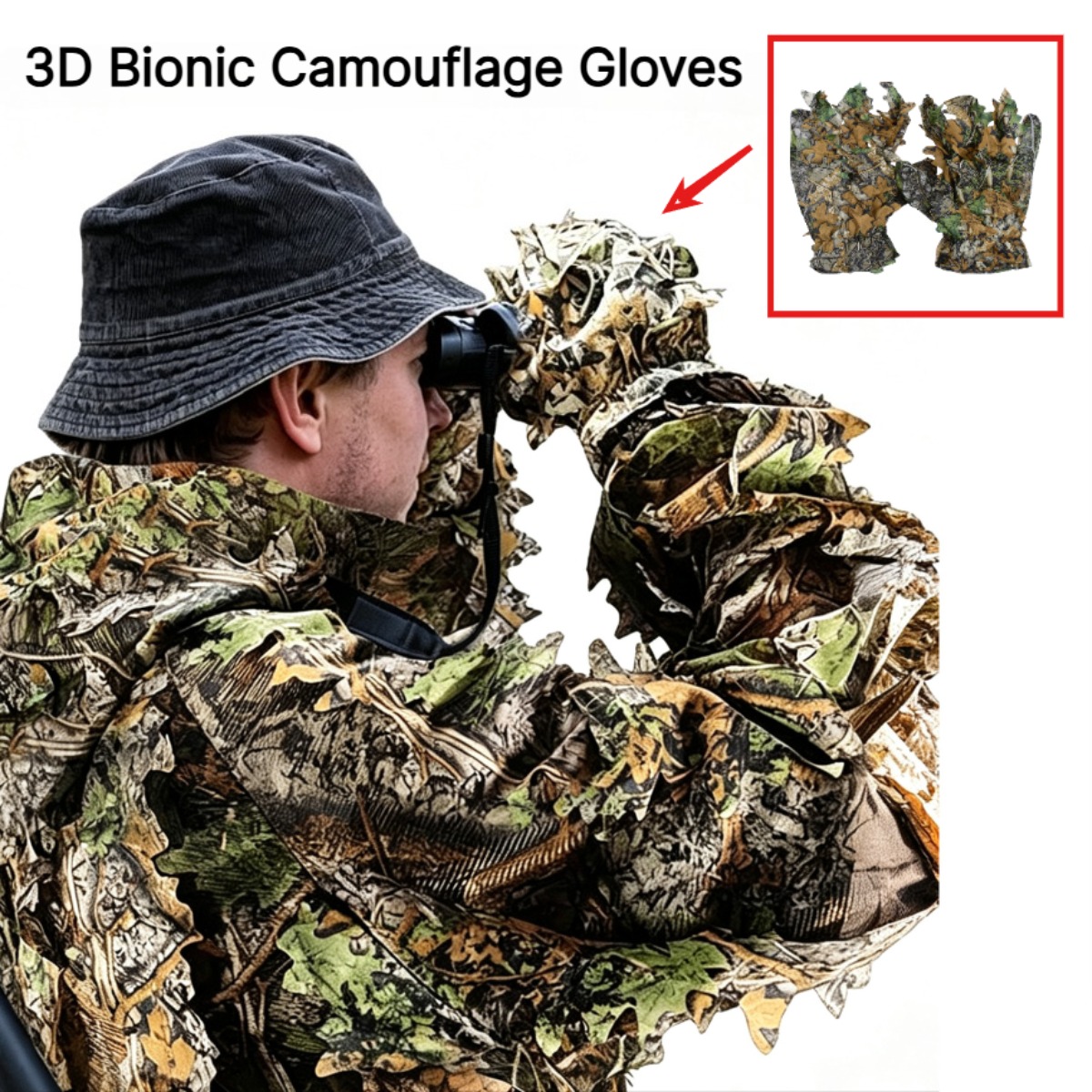 Outdoor Hunting Gloves - 3D Camouflage Leaf Hunting Gloves Sneaky