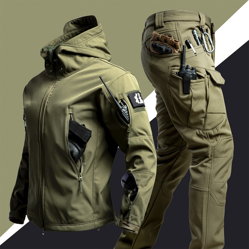 Men Camo Fleece Lined Softshel - Outdoor Hunting Outfit review and price