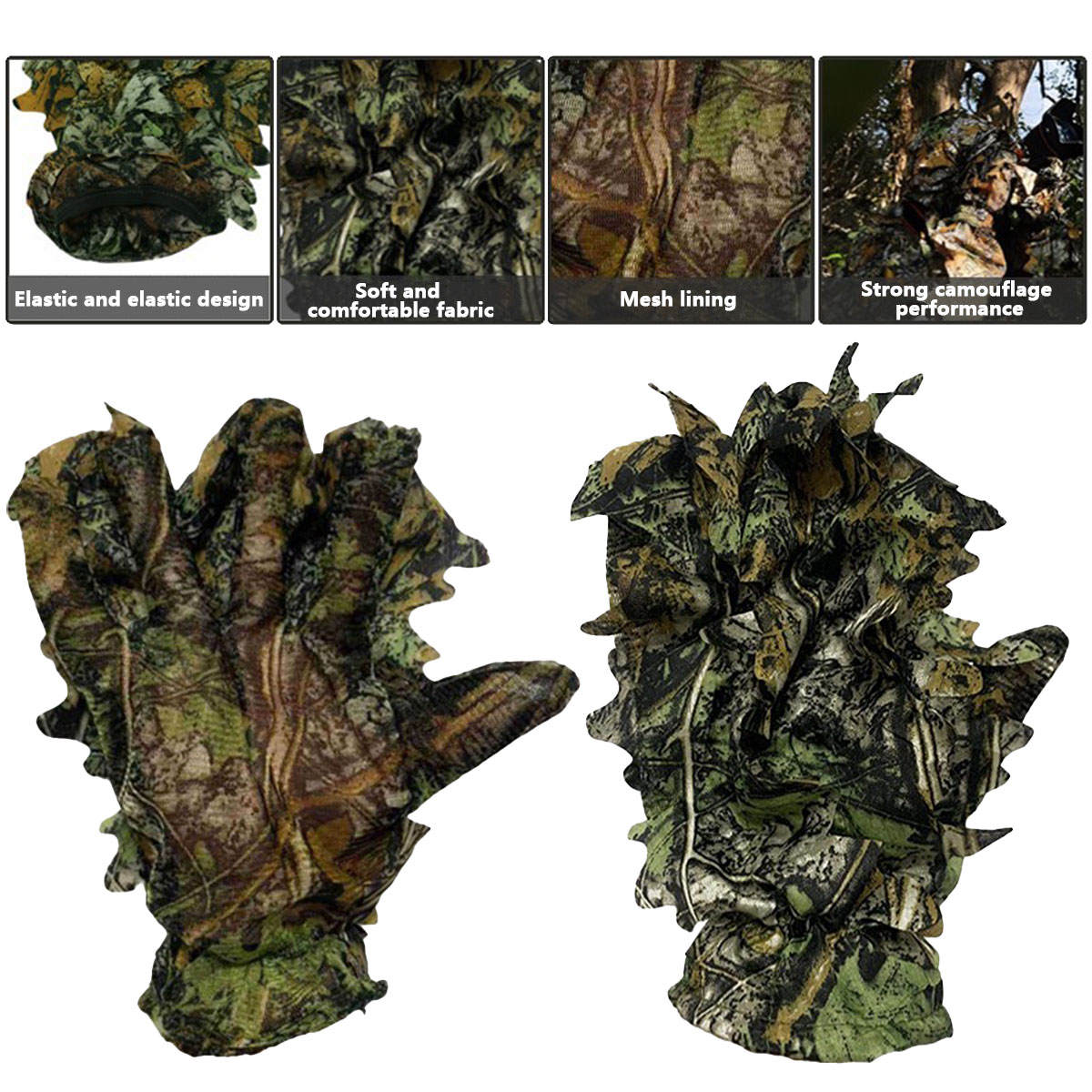 3D Camouflage Leaf Hunting Glo - Outdoor Hunting Gloves review and price